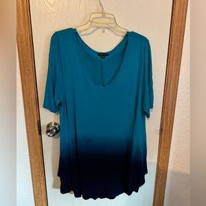 Lane Bryant Teal and Black ombré  Short Sleeve Top